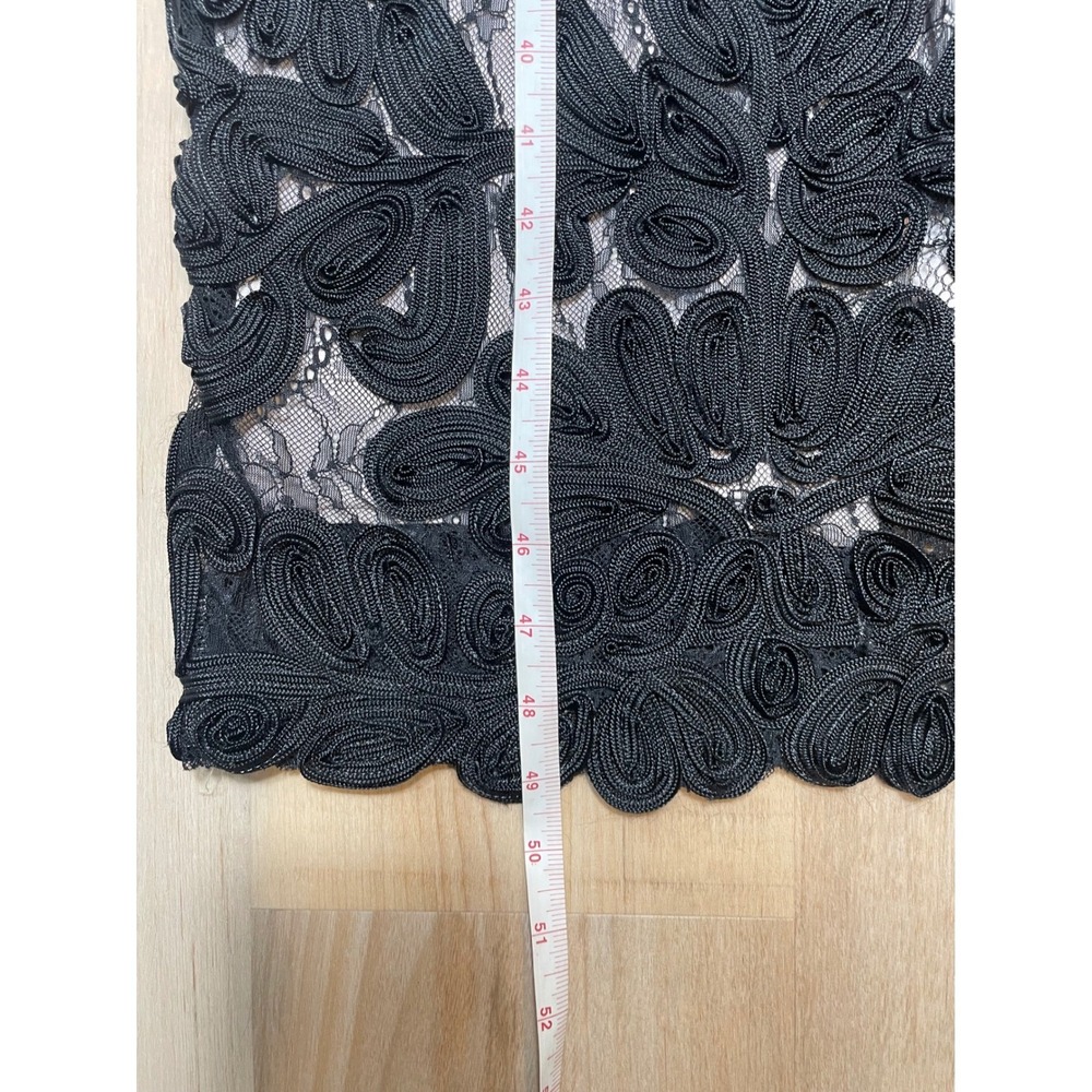 JS Collections Black Soutache Lace Sheath Dress Short Sleeve Midi Size 2 - Picture 7 of 13